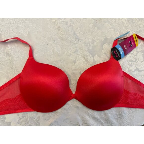 Maidenform Bra 36C Red Stone Push Up And In Plunging Neckline Lace DM9900 New - Picture 9 of 9